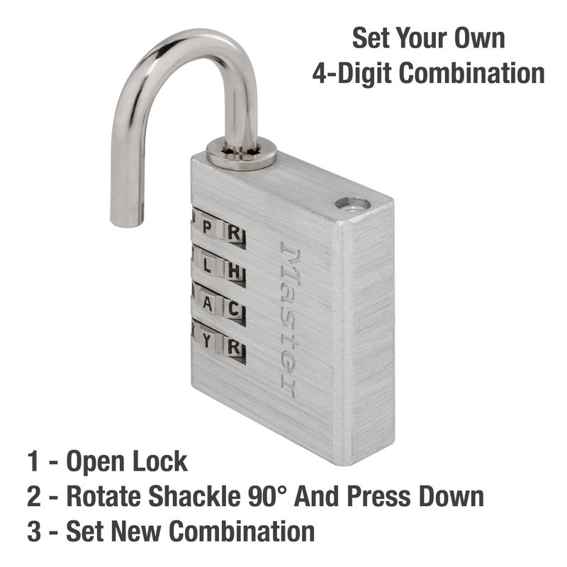 Master Lock 643DWD Set Your Own Word Combination Lock 1-9/16 in. Wide Silver - Image 4